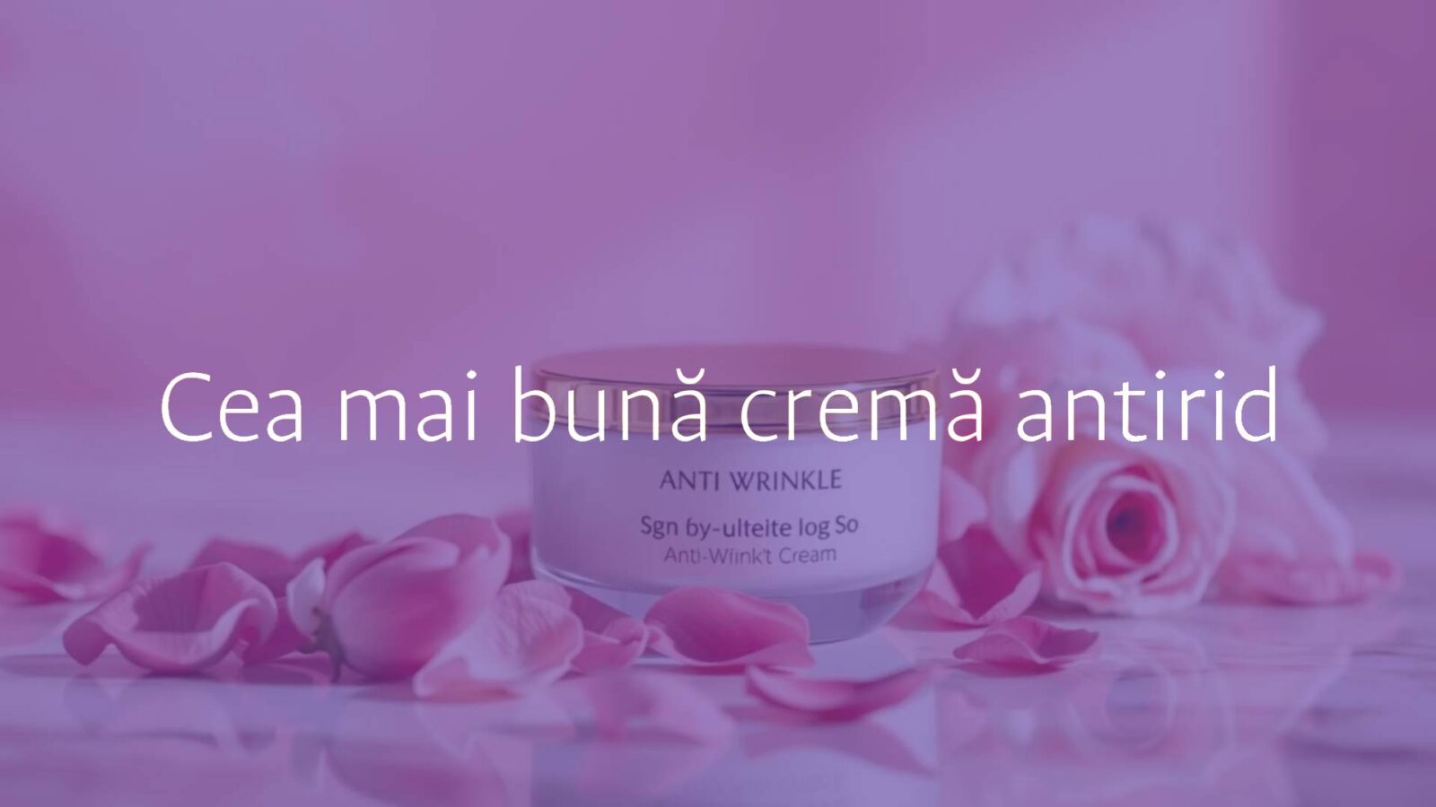 A luxurious anti-wrinkle cream jar with a golden lid on a marble surface, fresh rose petals and soft pink background, elegant and soothing ambiance, hyperrealistic.