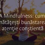 A serene woman meditating in a peaceful garden at sunrise, with soft natural light, surrounded by greenery, calm and mindful atmosphere, realistic style.