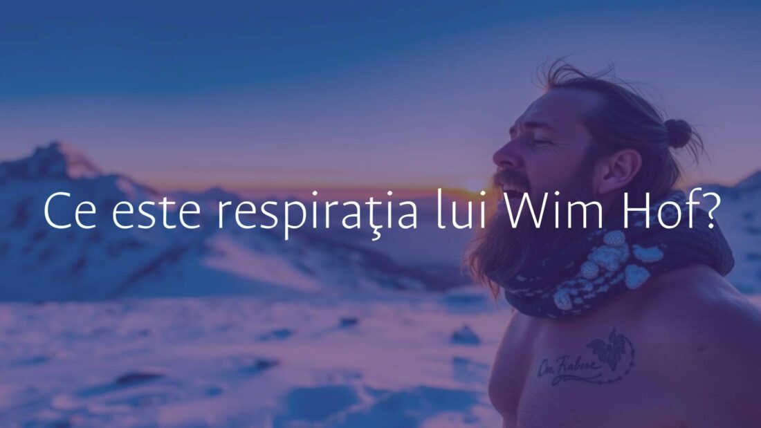 Wim Hof standing on a snowy mountain, deep breathing, serene expression, cold environment, sunrise in the background, realistic, inspirational vibe