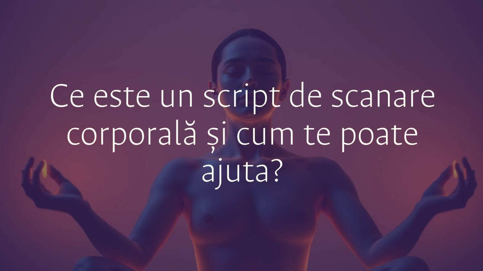 A serene person meditating with eyes closed, soft warm lighting, body scan visualization with gentle glowing outlines, peaceful atmosphere, mindfulness theme, realistic.