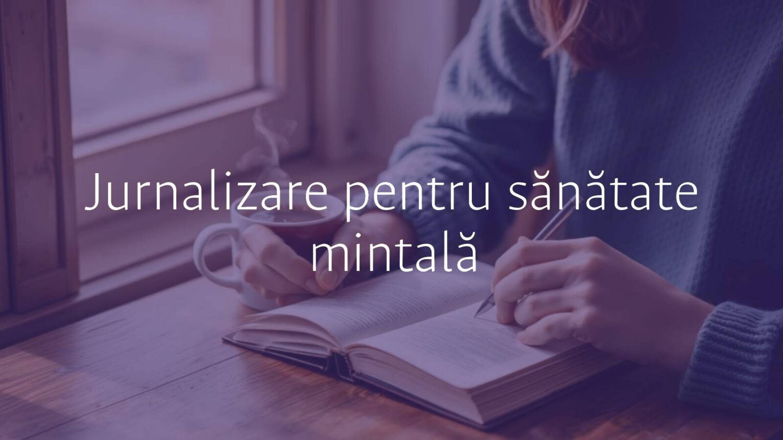 A person writing in a journal with a cup of tea, cozy and peaceful atmosphere, soft lighting, realistic.